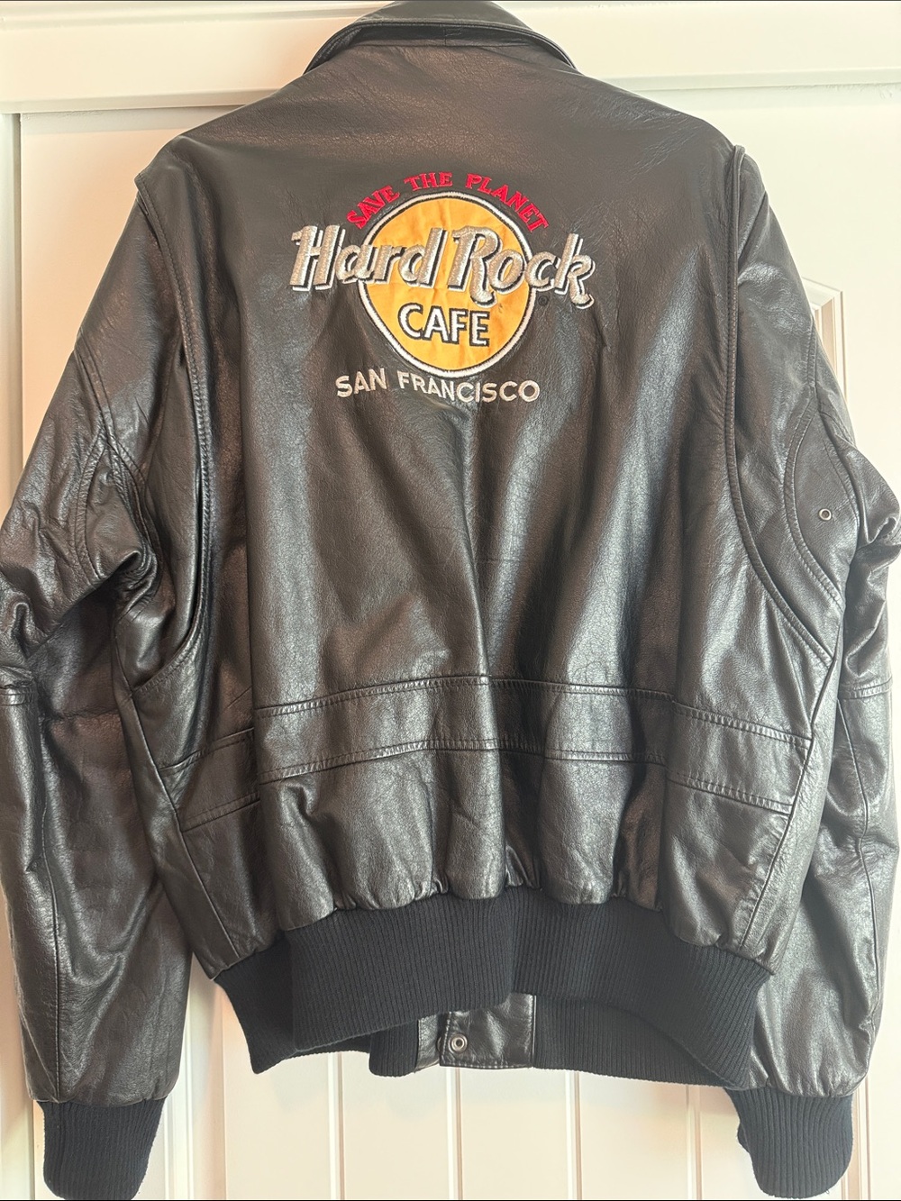 Vintage Hard Rock Cafe San Francisco Genuine Leather Bomber Jacket